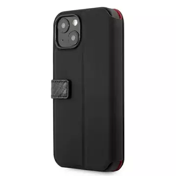 Etui na telefon Ferrari iPhone 13 mini 5,4" czarny/black book On Track Carbon Stripe