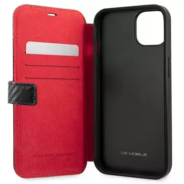 Etui na telefon Ferrari iPhone 13 mini 5,4" czarny/black book On Track Carbon Stripe