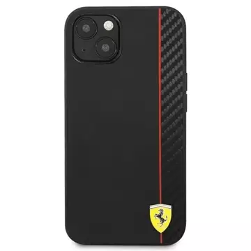 Etui na telefon Ferrari iPhone 13 mini 5,4" czarny/black hardcase On Track Carbon Stripe