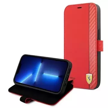 Etui na telefon Ferrari iPhone 13 mini 5,4" czerwony/red book On Track Carbon Stripe