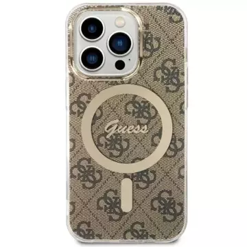 Etui na telefon Guess GUHMP14LH4STW do Apple iPhone 14 Pro 6.1" brązowy/brown hardcase 4G MagSafe