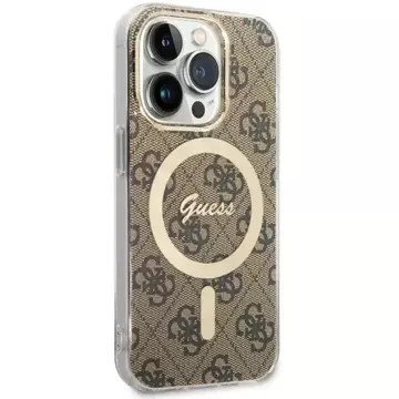 Etui na telefon Guess GUHMP14LH4STW do Apple iPhone 14 Pro 6.1" brązowy/brown hardcase 4G MagSafe