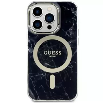 Etui na telefon Guess GUHMP14LPCUMAK do Apple iPhone 14 Pro 6.1" czarny/black hardcase Marble MagSafe