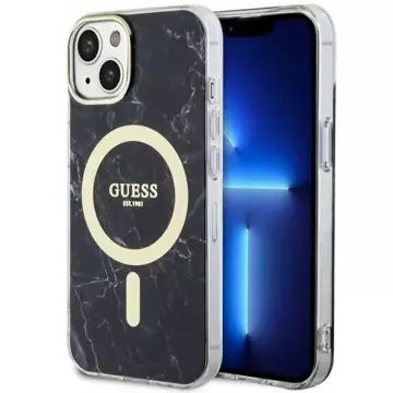 Etui na telefon Guess GUHMP14MPCUMAK do Apple iPhone 14 Plus 6.7" czarny/black hardcase Marble MagSafe