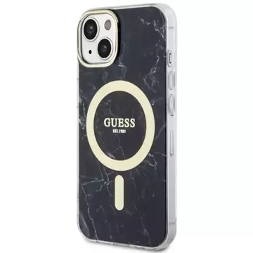 Etui na telefon Guess GUHMP14MPCUMAK do Apple iPhone 14 Plus 6.7" czarny/black hardcase Marble MagSafe