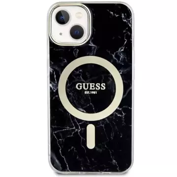 Etui na telefon Guess GUHMP14MPCUMAK do Apple iPhone 14 Plus 6.7" czarny/black hardcase Marble MagSafe