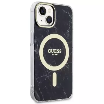 Etui na telefon Guess GUHMP14MPCUMAK do Apple iPhone 14 Plus 6.7" czarny/black hardcase Marble MagSafe