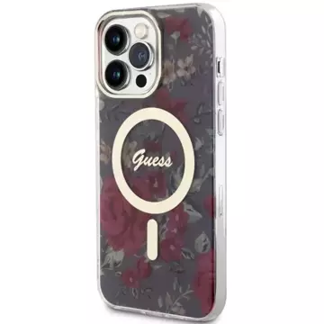 Etui na telefon Guess GUHMP14XHCFWSA do Apple iPhone 14 Pro Max 6,7" zielony/khaki hardcase Flower MagSafe