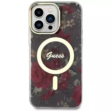 Etui na telefon Guess GUHMP14XHCFWSA do Apple iPhone 14 Pro Max 6,7" zielony/khaki hardcase Flower MagSafe