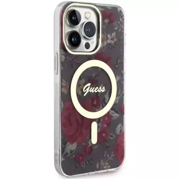 Etui na telefon Guess GUHMP14XHCFWSA do Apple iPhone 14 Pro Max 6,7" zielony/khaki hardcase Flower MagSafe