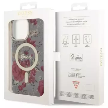 Etui na telefon Guess GUHMP14XHCFWSA do Apple iPhone 14 Pro Max 6,7" zielony/khaki hardcase Flower MagSafe