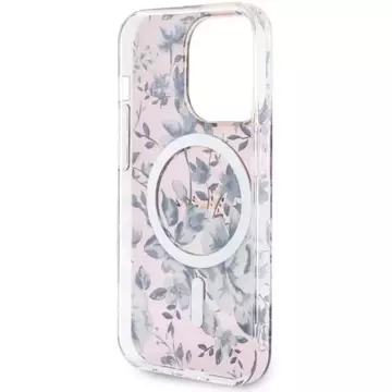 Etui na telefon Guess GUHMP14XHCFWSP do Apple iPhone 14 Pro Max 6,7" różowy/pink hardcase Flower MagSafe
