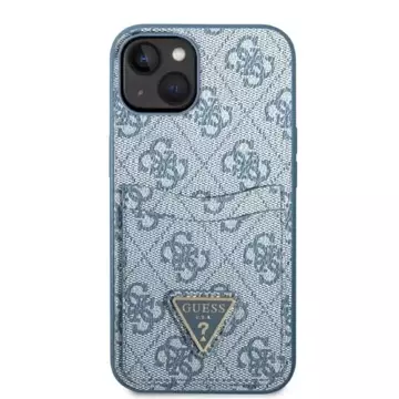 Etui na telefon Guess do iPhone 13 mini 5,4" niebieski/blue hardcase 4G Triangle Logo Cardslot 