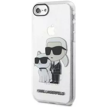 Etui na telefon Karl Lagerfeld do iPhone 7/8/SE 2020/2022 transparent hardcase Gliter Karl&Choupette 