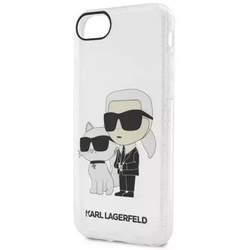 Etui na telefon Karl Lagerfeld do iPhone 7/8/SE 2020/2022 transparent hardcase Gliter Karl&Choupette 