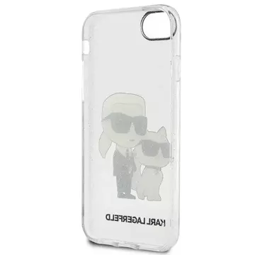 Etui na telefon Karl Lagerfeld do iPhone 7/8/SE 2020/2022 transparent hardcase Gliter Karl&Choupette 