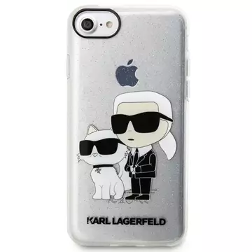 Etui na telefon Karl Lagerfeld do iPhone 7/8/SE 2020/2022 transparent hardcase Gliter Karl&Choupette 