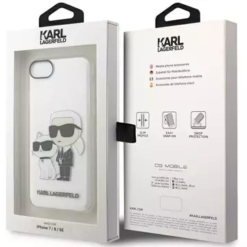 Etui na telefon Karl Lagerfeld do iPhone 7/8/SE 2020/2022 transparent hardcase Gliter Karl&Choupette 