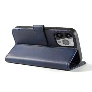 Etui na telefon Magnet Case do iPhone 14 Plus elegancki futerał etui pokrowiec z klapką i funkcją podstawki niebieski