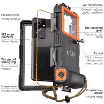 Etui obudowa IPX8 Universal Diving Waterproof Case Black/Orange