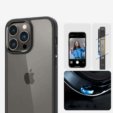 Etui obudowa case Spigen Ultra Hybrid do Apple iPhone 14 Pro Matte Black + Kabel 1m Lightning