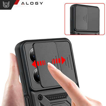 Etui ochronne Alogy Camshield Stand Ring z osłonką na aparat do Xiaomi Poco X5 Pro 5G / Redmi Note 12 Pro 5G Czarne + Szkło