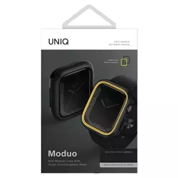 Etui ochronne UNIQ Moduo do Apple Watch Series 4/5/6/7/8/SE 40/41mm czarny-musztardowy/midnight-mustard