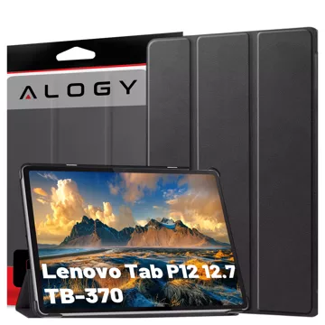 Etui ochronne do Lenovo Tab P12 12.7 TB-370 obudowa na tablet Alogy Book Cover Case Czarne + Szkło