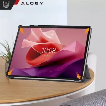 Etui ochronne do Lenovo Tab P12 12.7 TB-370 obudowa na tablet Alogy Book Cover Case Szare + Szkło