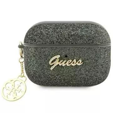 Etui ochronne na słuchawki Guess GUAP2GLGSHA do Apple AirPods Pro 2 cover zielony/kaki Glitter Flake 4G Charm