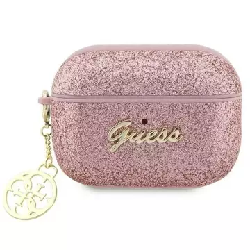 Etui ochronne na słuchawki Guess GUAP2GLGSHP do Apple AirPods Pro 2 cover różowy/pink Glitter Flake 4G Charm