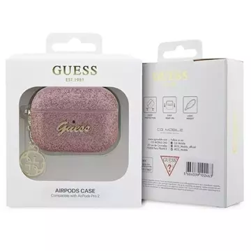 Etui ochronne na słuchawki Guess GUAP2GLGSHP do Apple AirPods Pro 2 cover różowy/pink Glitter Flake 4G Charm