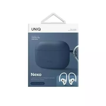 Etui ochronne na słuchawki UNIQ etui Nexo AirPods Pro 2 gen + Ear Hooks Silicone niebieski/caspian blue