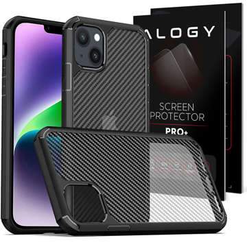 Etui ochronne na telefon Alogy Techsuit CarbonFuse obudowa do Apple iPhone 14 Plus Black + Szkło