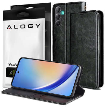 Etui ochronne z klapką skórzany portfel Alogy Wallet Case obudowa na telefon do Samsung Galaxy A54 5G Czarne