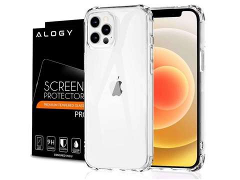 Etui pancerne ShockProof Alogy do Apple iPhone 12/ 12 Pro przezroczyste + Szkło Alogy