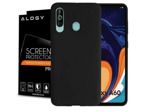 Etui silikonowe Alogy slim case do Samsung Galaxy A60 czarne + Szkło Alogy