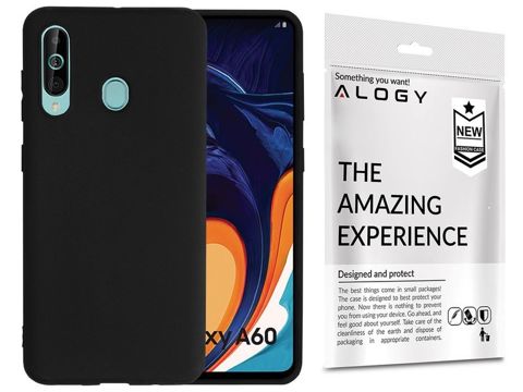 Etui silikonowe Alogy slim case do Samsung Galaxy A60 czarne + Szkło Alogy