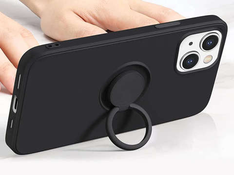 Etui silikonowe Ring Ultra Slim Alogy do Apple iPhone 13 Mini Czarne + Szkło