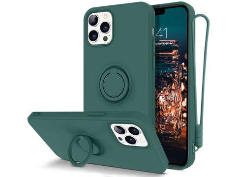 Etui silikonowe Ring Ultra Slim Alogy do iPhone 12/ 12 Pro 6.1 Zielone + Szkło