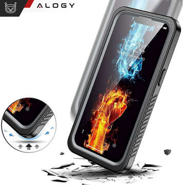 Etui wodoodporne do Apple iPhone 13 Pro Max 360 Alogy Pancerne Armor IP68 ze smyczką Czarne