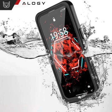 Etui wodoodporne do Apple iPhone 13 Pro Max 360 Alogy Pancerne Armor IP68 ze smyczką Czarne