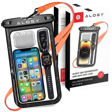 Etui wodoodporne x2 Alogy Waterproof Case torba wodoszczelna uniwersalna IPX8 na telefon do 9 cali i akcesoria Czarne