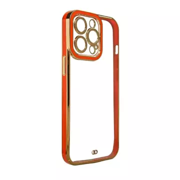 Fashion Case etui do iPhone 12 Pro żelowy pokrowiec ze złotą ramką czerwony