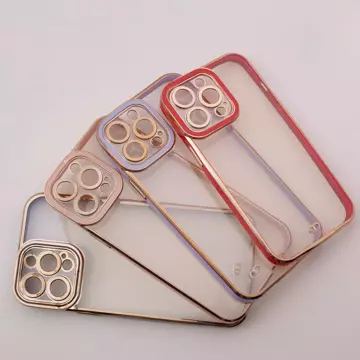 Fashion Case etui do iPhone 12 Pro żelowy pokrowiec ze złotą ramką czerwony