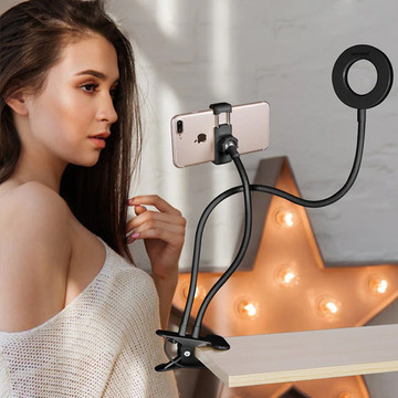 Fotograficzna Lampa pierścieniowa LED do selfie Alogy uchwyt na telefon Czarny