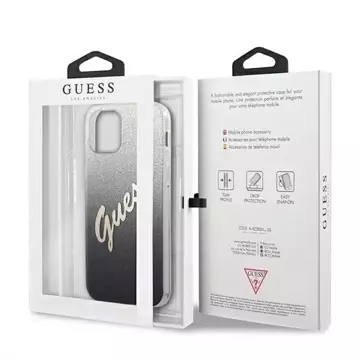 Guess GUHCP12MPCUGLSBK iPhone 12/12 Pro 6,1" czarny/black hardcase Glitter Gradient Script