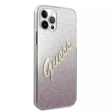 Guess GUHCP12MPCUGLSPI iPhone 12/12 Pro 6,1" różowy/pink hardcase Glitter Gradient Script