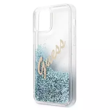 Guess GUHCP12SGLVSBL iPhone 12 mini 5,4" niebieski/blue hardcase Glitter Vintage Script