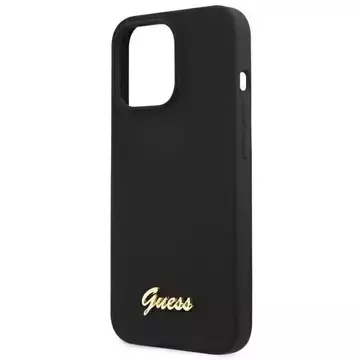 Guess GUHMP13LLSLMGBK iPhone 13 Pro / 13 6,1" black/czarny hardcase Silicone Script Gold Logo